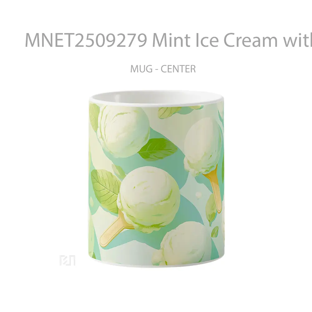 Mint Ice Cream With Leaves Mug MNET2509279 - All-side / Desain