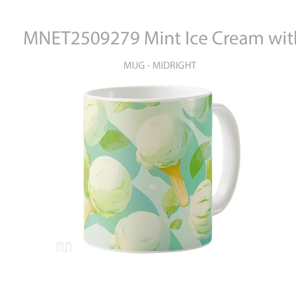 Mint Ice Cream With Leaves Mug MNET2509279 - All-side / Desain