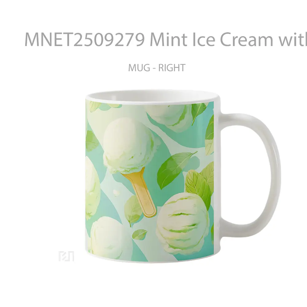 Mint Ice Cream With Leaves Mug MNET2509279
