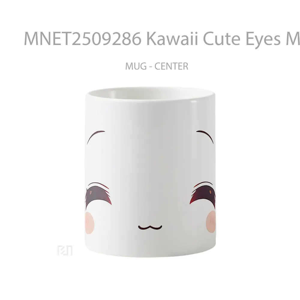 Kawaii Cute Eyes Minimalist Face Mug MNET2509286 - All-side / Desain
