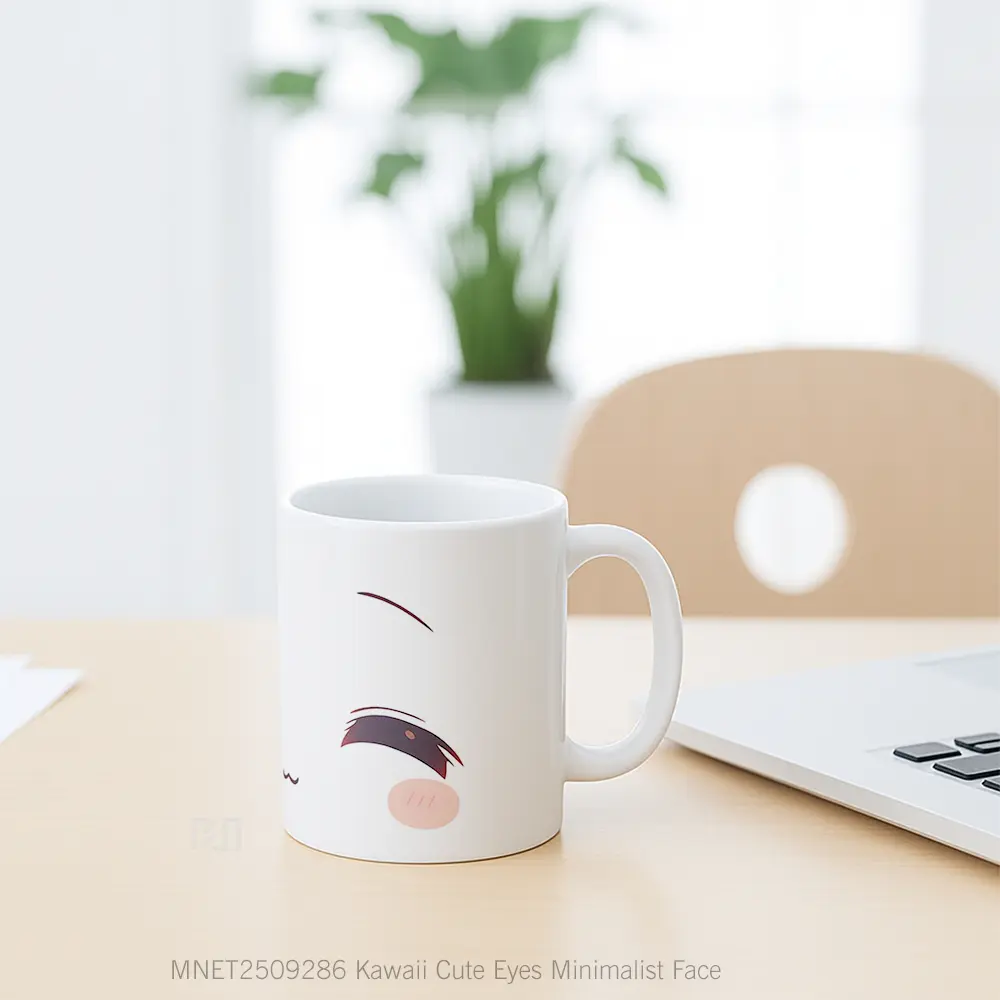 Kawaii Cute Eyes Minimalist Face Mug MNET2509286 - All-side / Desain