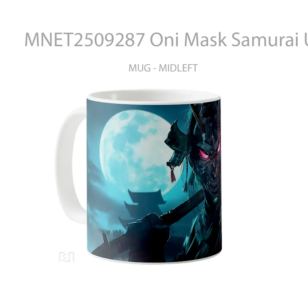 Oni Mask Samurai Under Moonlight Mug MNET2509287 - All-side / Desain