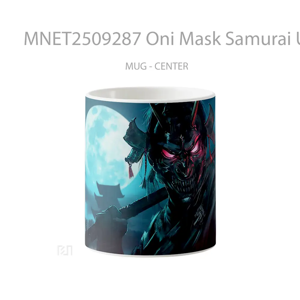 Oni Mask Samurai Under Moonlight Mug MNET2509287 - All-side / Desain