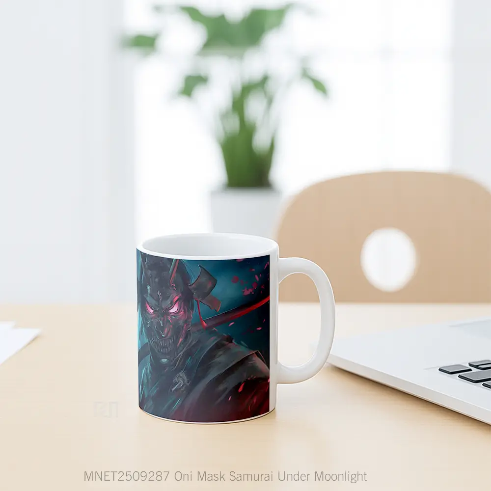 Oni Mask Samurai Under Moonlight Mug MNET2509287 - All-side / Desain