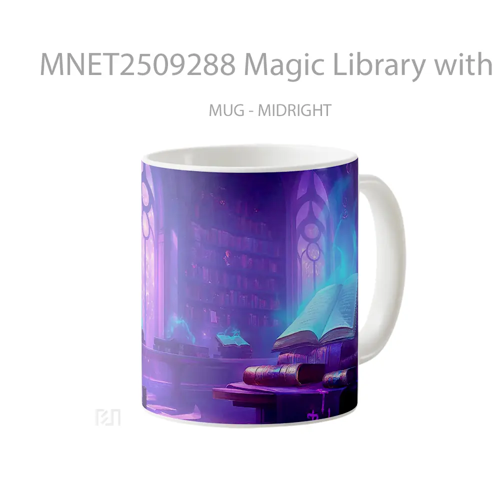 Magic Library With Glowing Books Mug MNET2509288 - All-side / Desain