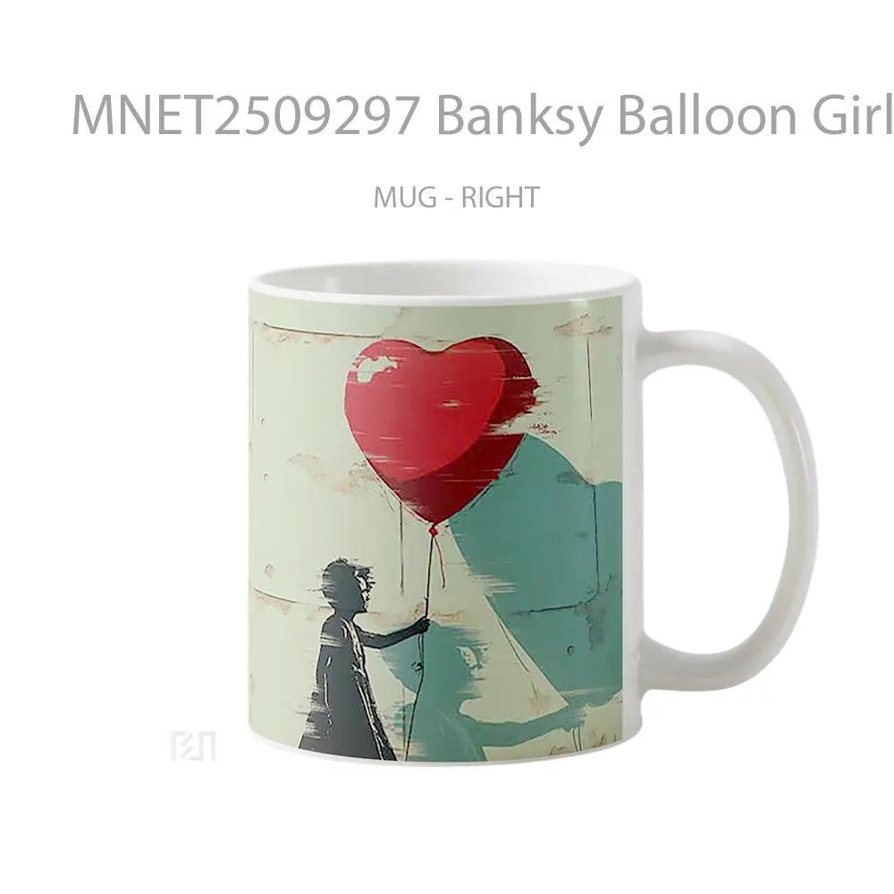 Banksy Balloon Girl Red Heart Balloon Mug MNET2509297