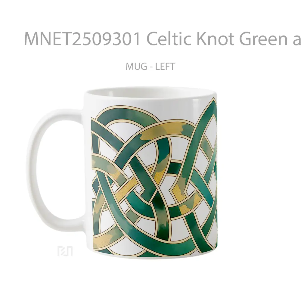 Celtic Knot Green And Gold Pattern St. Patrick’S Day Mug MNET2509301 - All-side / Desain