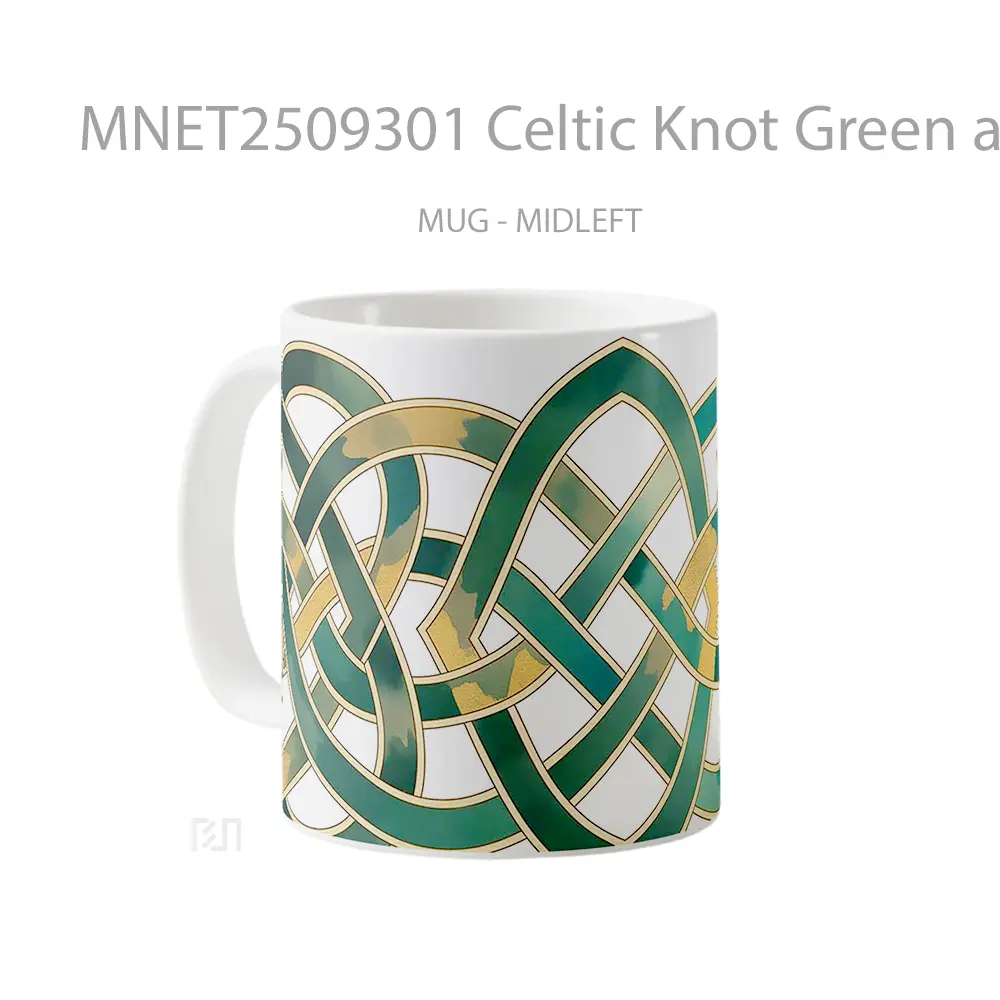Celtic Knot Green And Gold Pattern St. Patrick’S Day Mug MNET2509301 - All-side / Desain