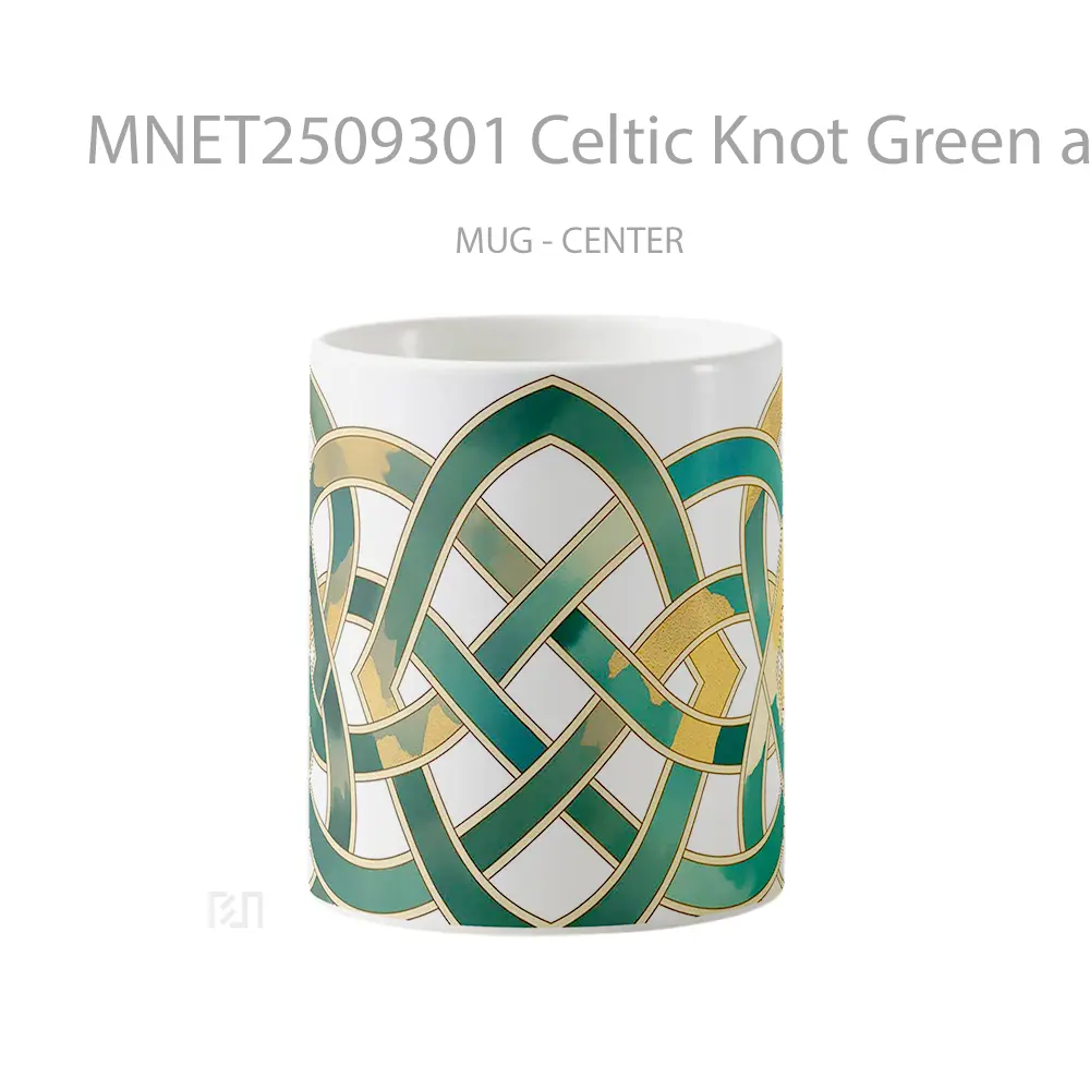 Celtic Knot Green And Gold Pattern St. Patrick’S Day Mug MNET2509301 - All-side / Desain