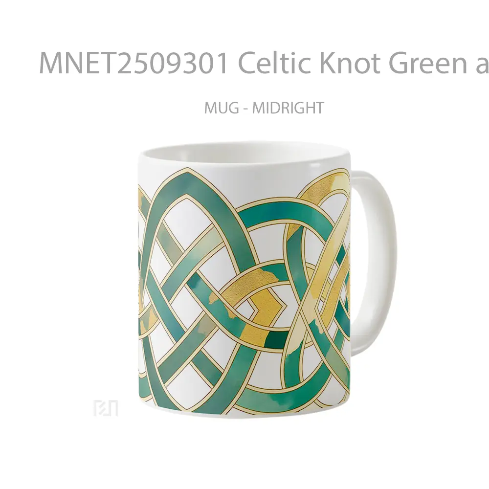 Celtic Knot Green And Gold Pattern St. Patrick’S Day Mug MNET2509301 - All-side / Desain