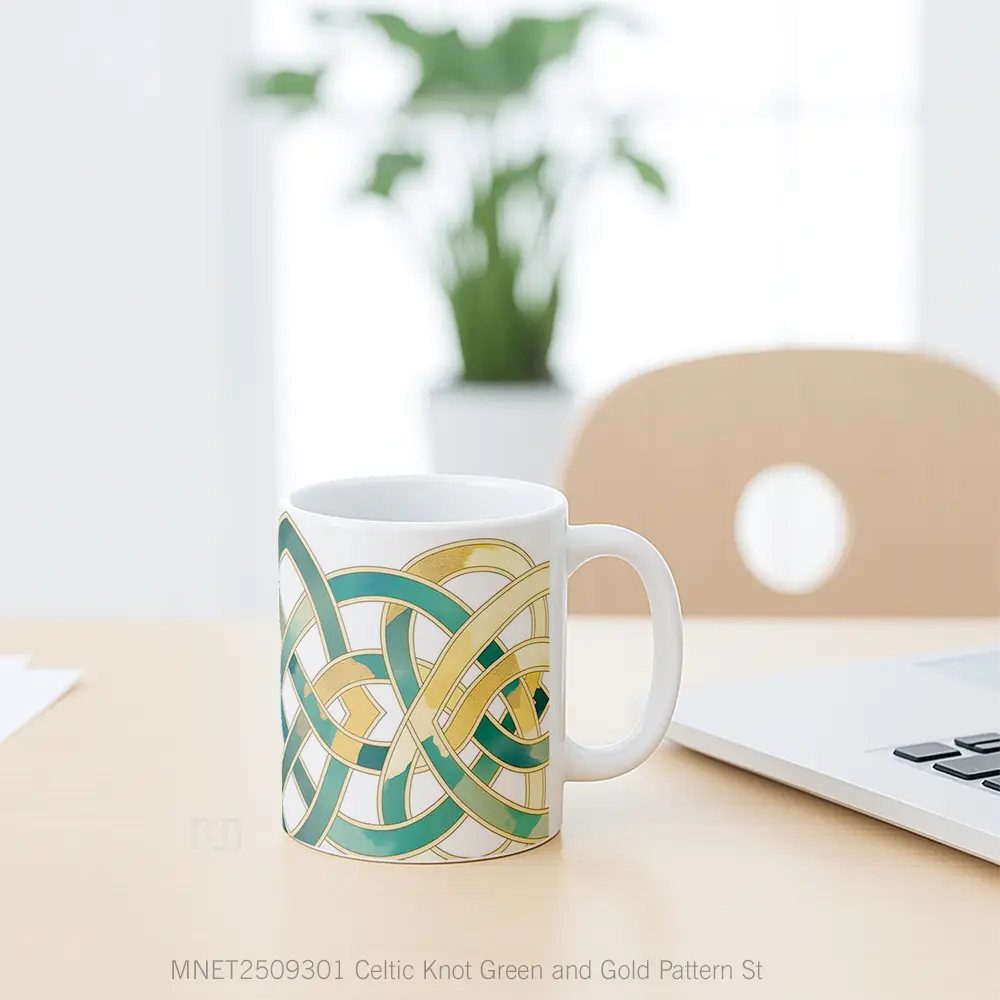 Celtic Knot Green And Gold Pattern St. Patrick’S Day Mug MNET2509301 - All-side / Desain