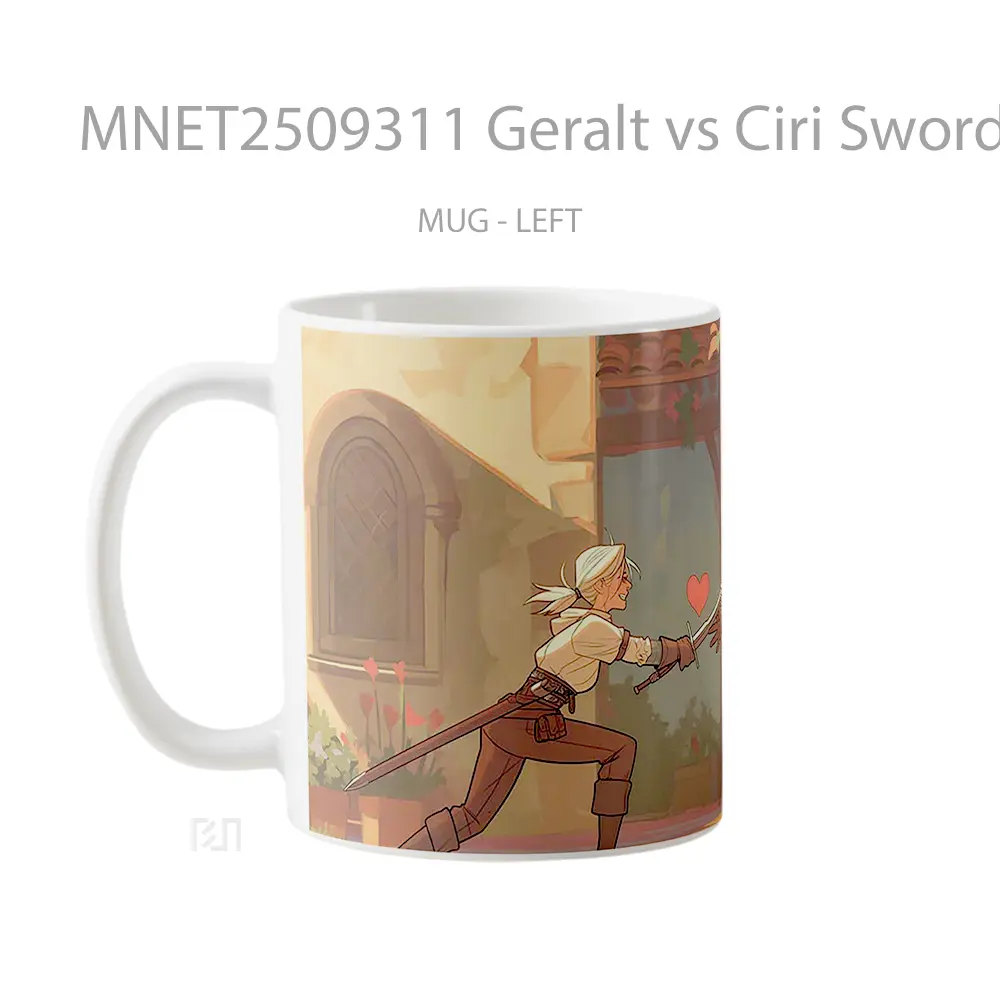 Geralt Vs Ciri Swordfight Love Valentines Mug MNET2509311 - All-side / Desain