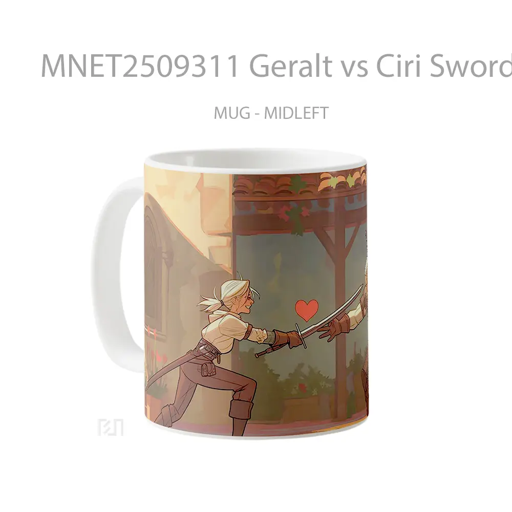 Geralt Vs Ciri Swordfight Love Valentines Mug MNET2509311 - All-side / Desain