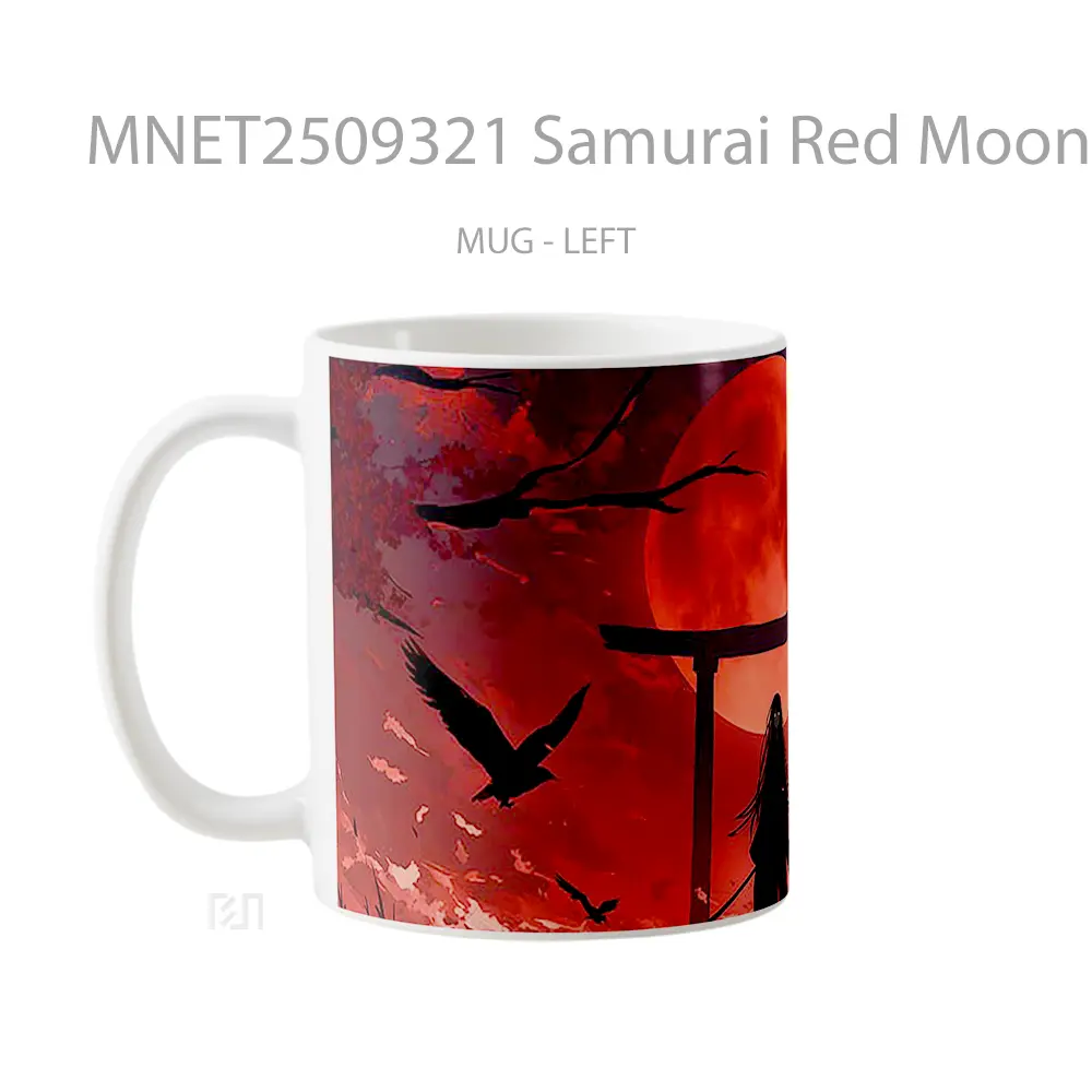 Samurai Red Moon Night Mug MNET2509321 - All-side / Desain