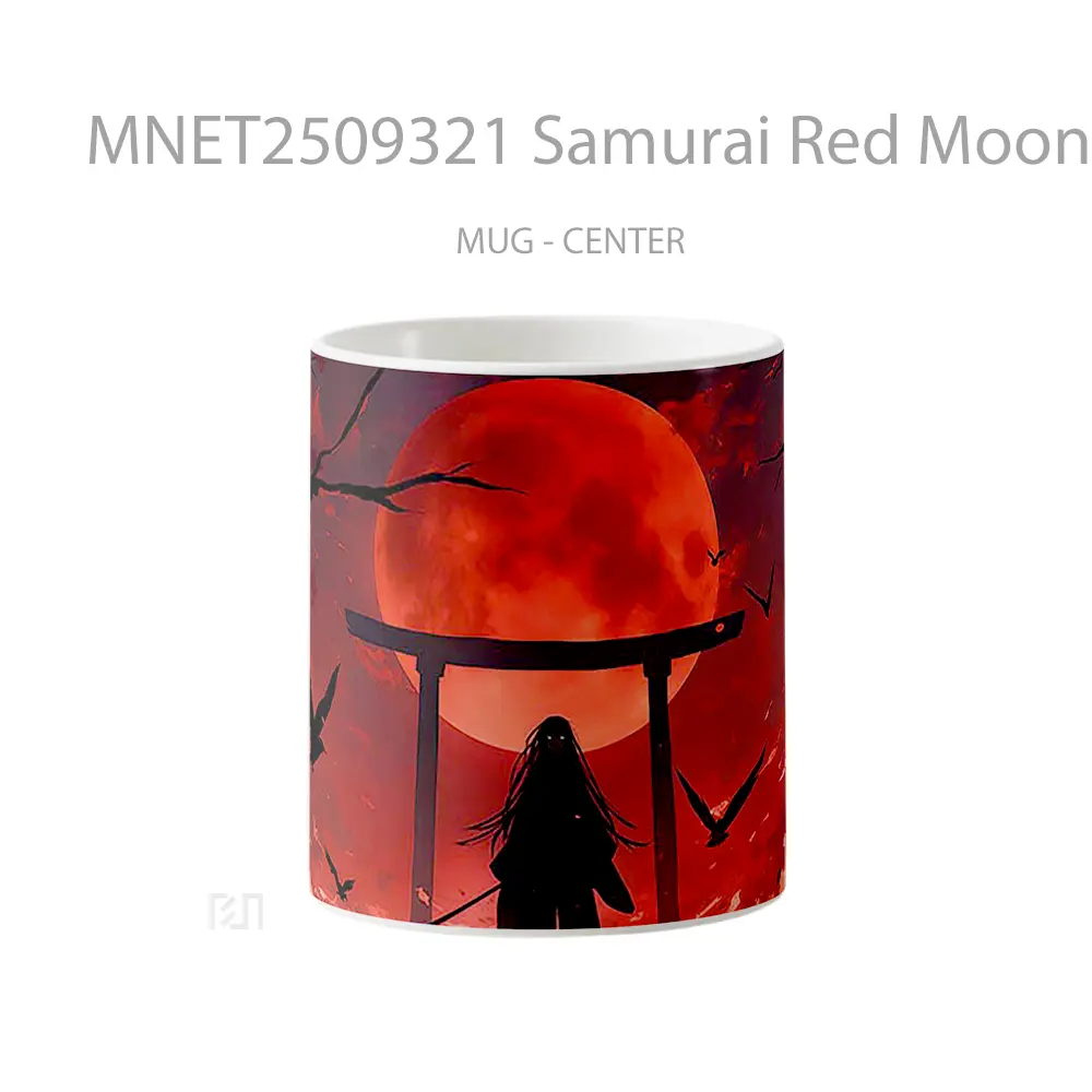 Samurai Red Moon Night Mug MNET2509321 - All-side / Desain