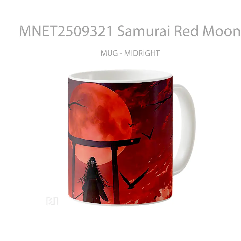 Samurai Red Moon Night Mug MNET2509321 - All-side / Desain