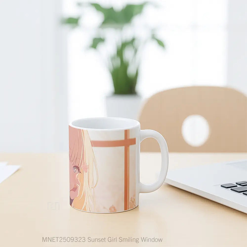 Sunset Girl Smiling Window Mug MNET2509323 - All-side / Desain
