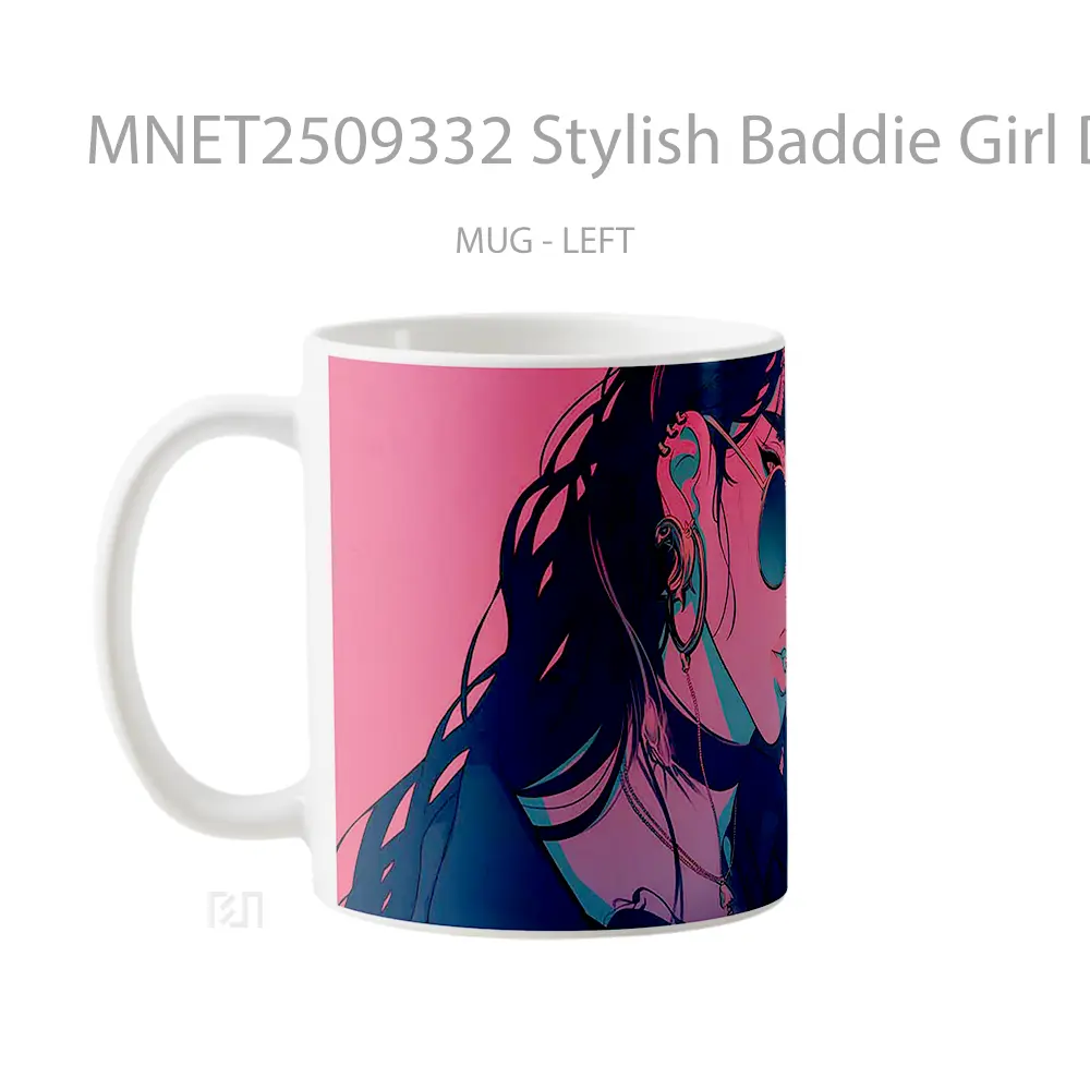 Stylish Baddie Girl Dark Pink Shades Mug MNET2509332 - All-side / Desain