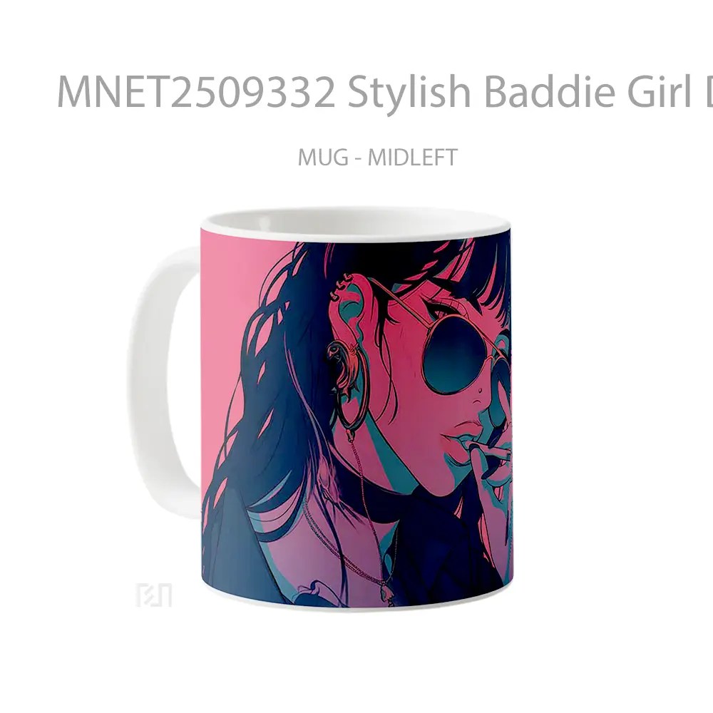 Stylish Baddie Girl Dark Pink Shades Mug MNET2509332 - All-side / Desain