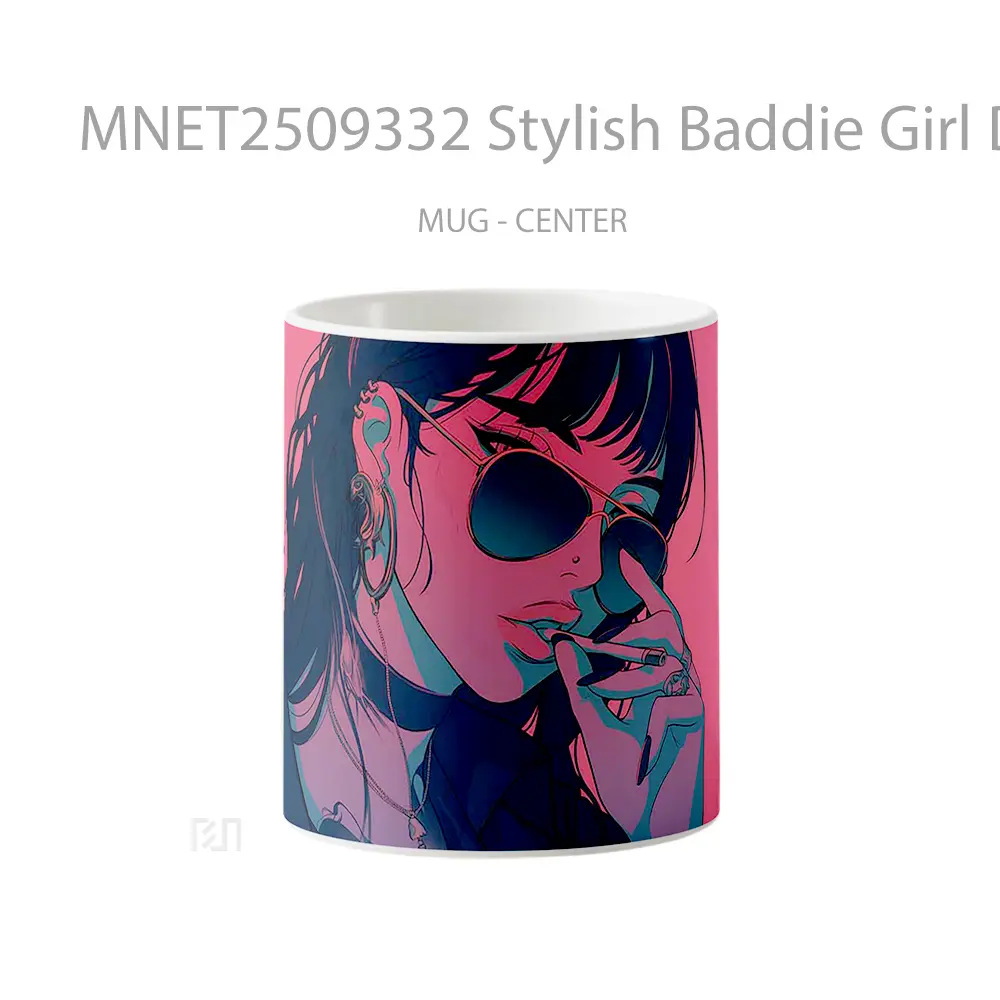 Stylish Baddie Girl Dark Pink Shades Mug MNET2509332 - All-side / Desain