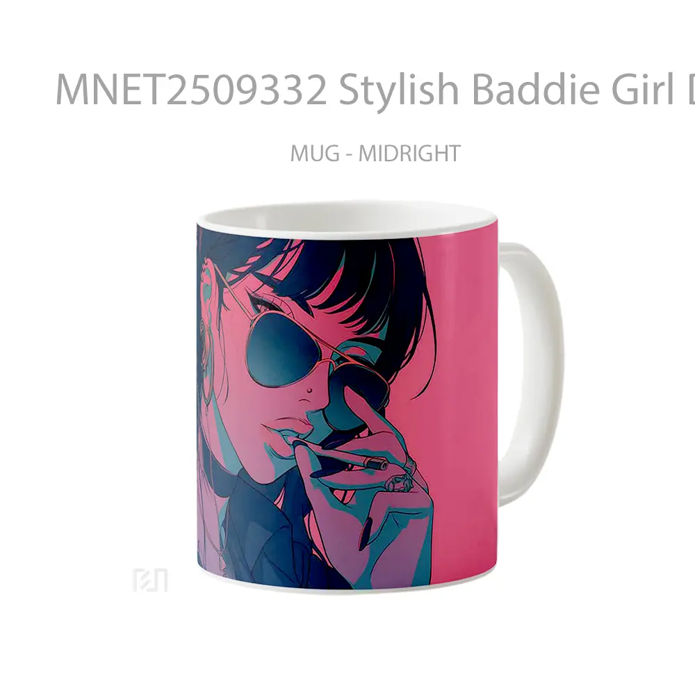 Stylish Baddie Girl Dark Pink Shades Mug MNET2509332 - All-side / Desain