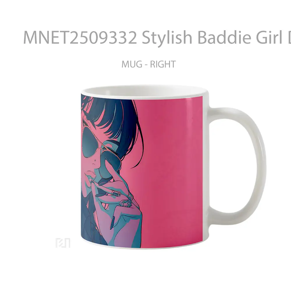 Stylish Baddie Girl Dark Pink Shades Mug MNET2509332