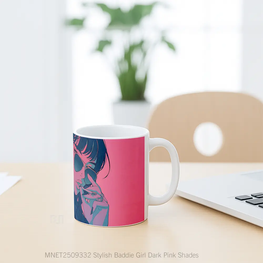 Stylish Baddie Girl Dark Pink Shades Mug MNET2509332 - All-side / Desain