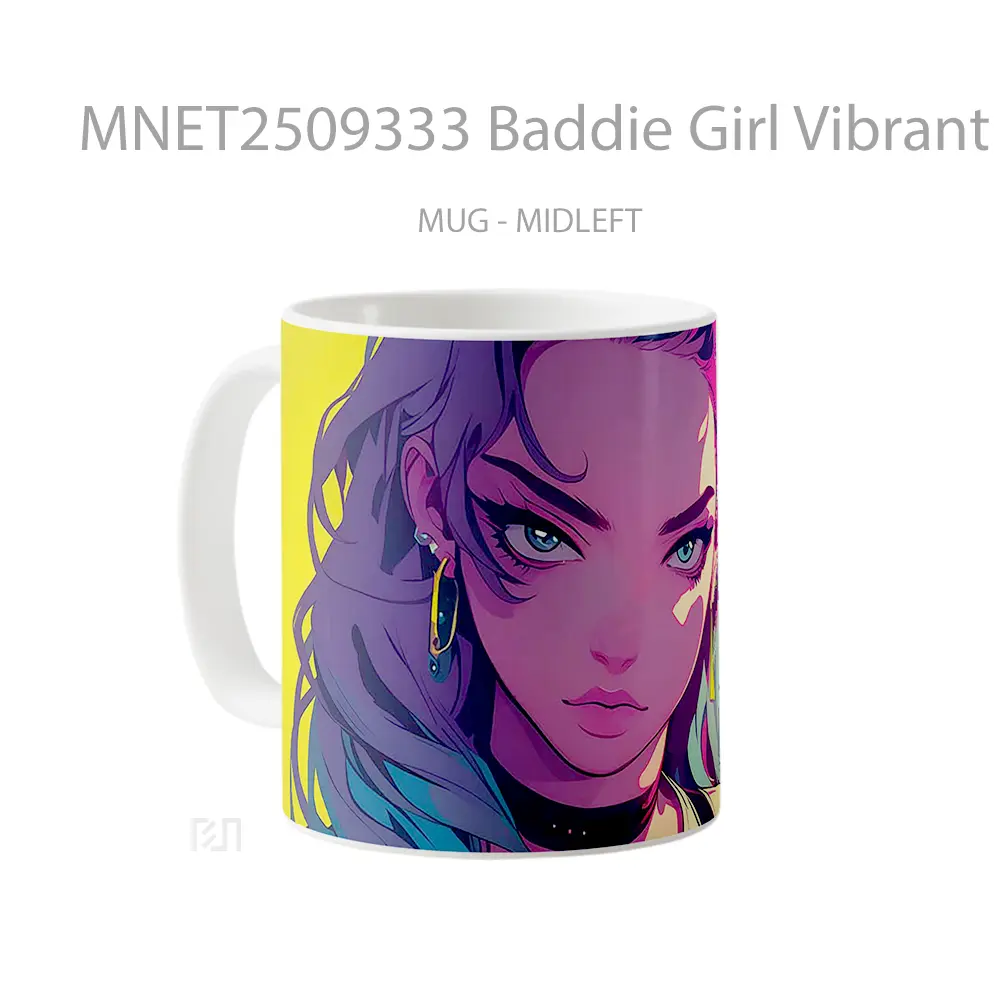 Baddie Girl Vibrant Cartoon Style Mug MNET2509333 - All-side / Desain