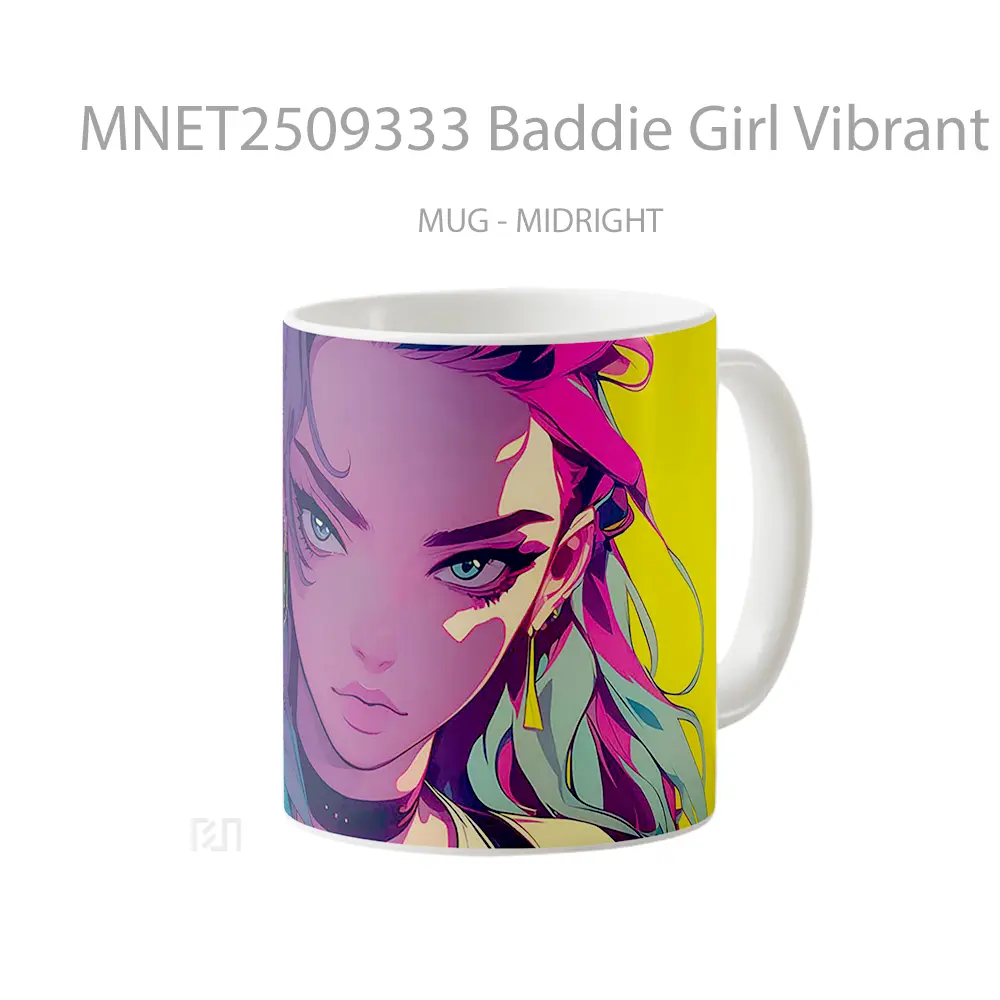 Baddie Girl Vibrant Cartoon Style Mug MNET2509333 - All-side / Desain