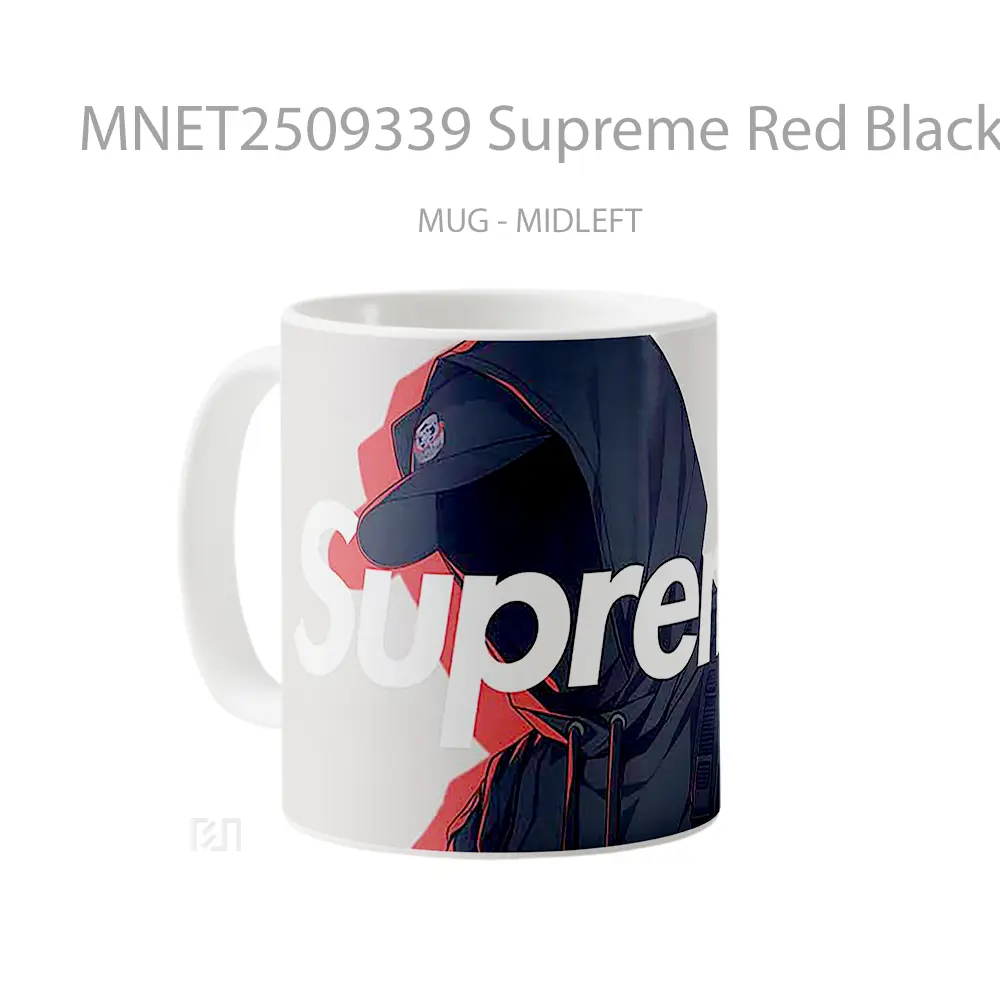 Supreme Red Black Hoodie Aesthetic Mug MNET2509339 - All-side / Desain