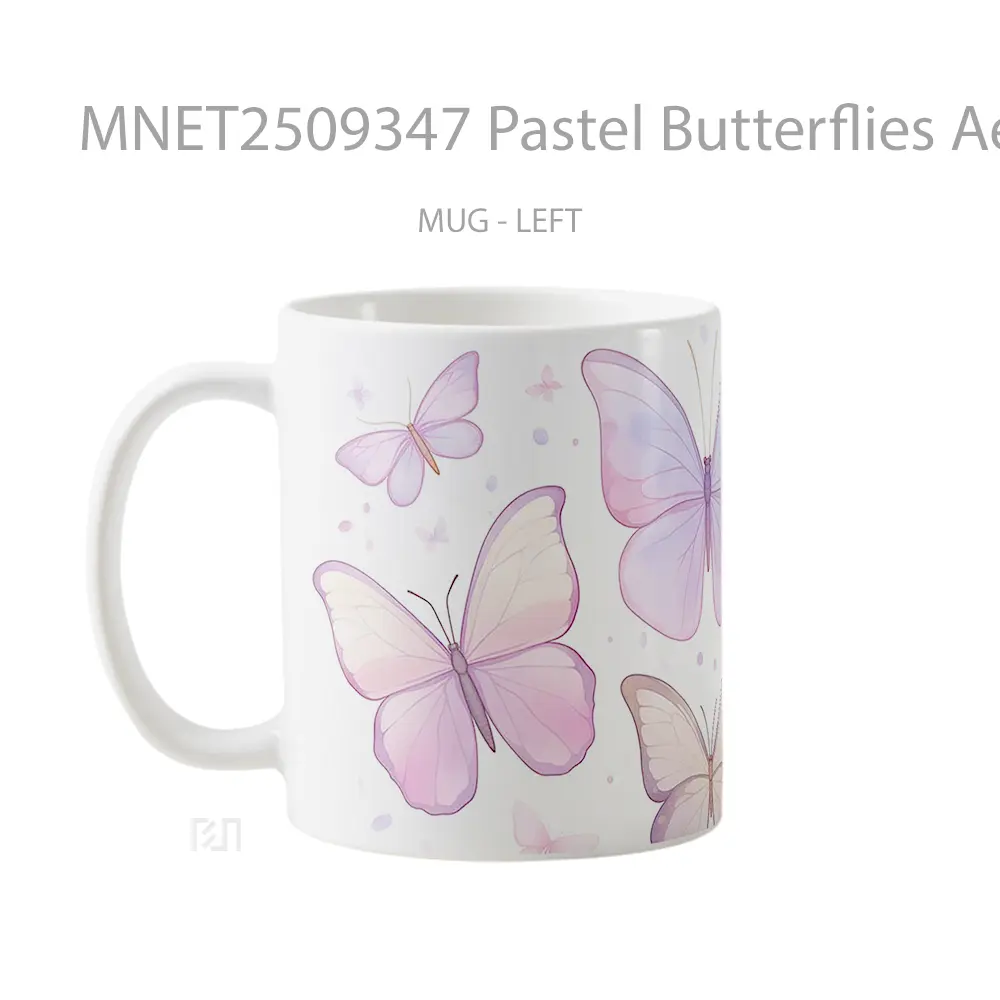 Pastel Butterflies Aesthetic Mug MNET2509347 - All-side / Desain