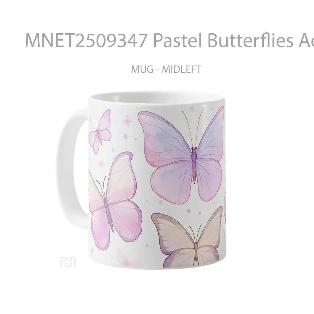 Pastel Butterflies Aesthetic Mug MNET2509347 - All-side / Desain