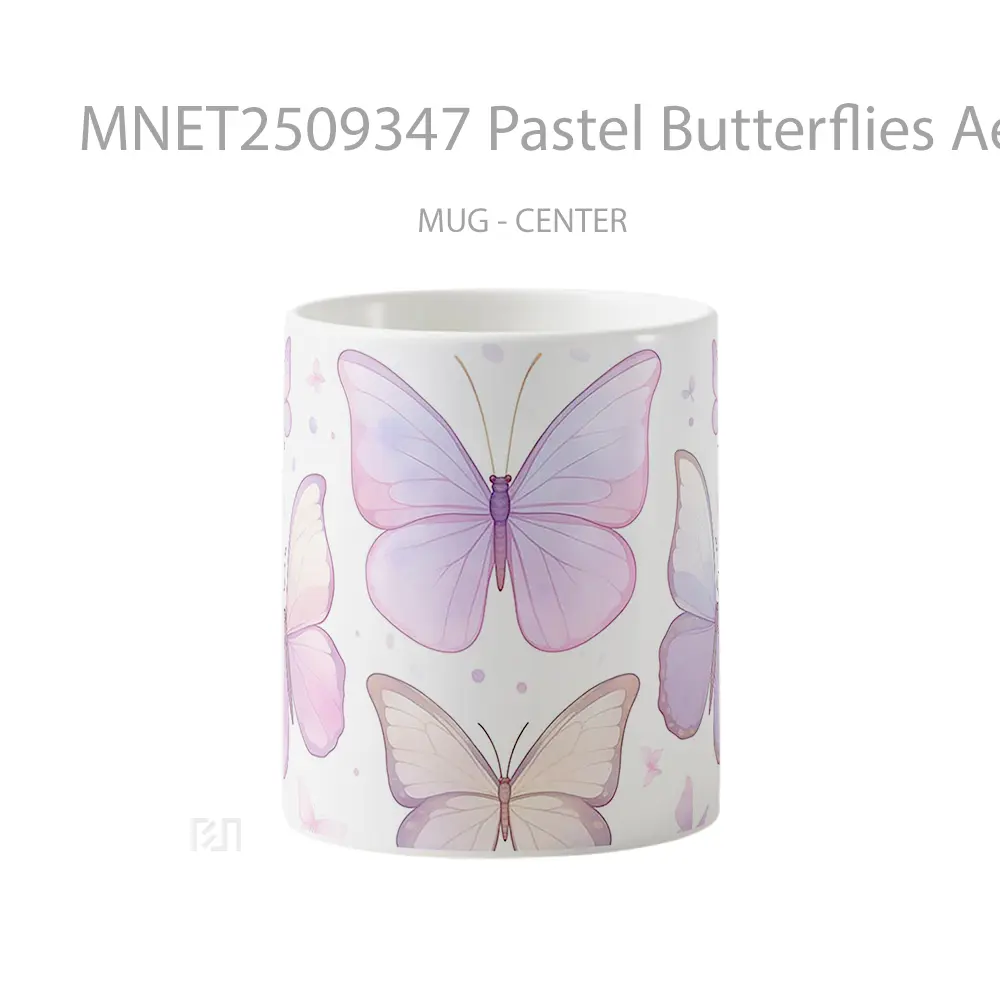Pastel Butterflies Aesthetic Mug MNET2509347 - All-side / Desain