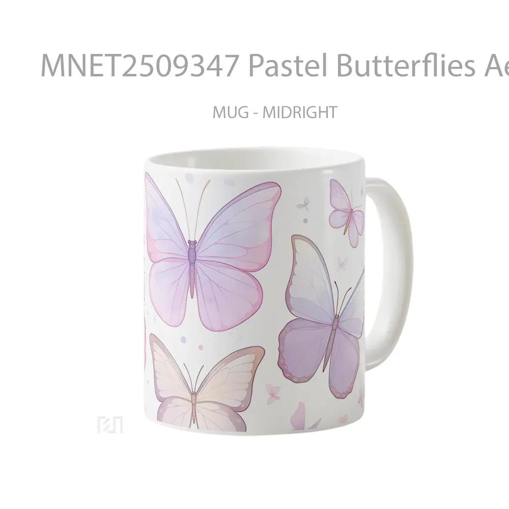 Pastel Butterflies Aesthetic Mug MNET2509347 - All-side / Desain