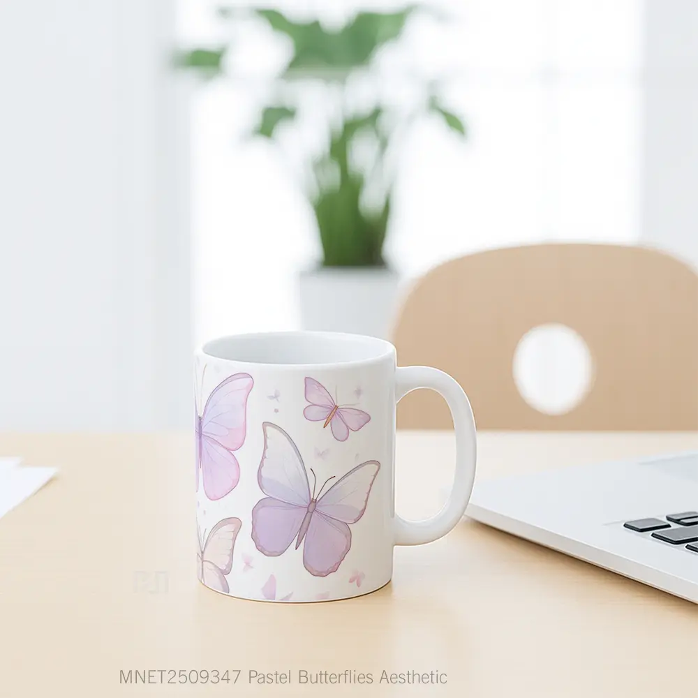 Pastel Butterflies Aesthetic Mug MNET2509347 - All-side / Desain