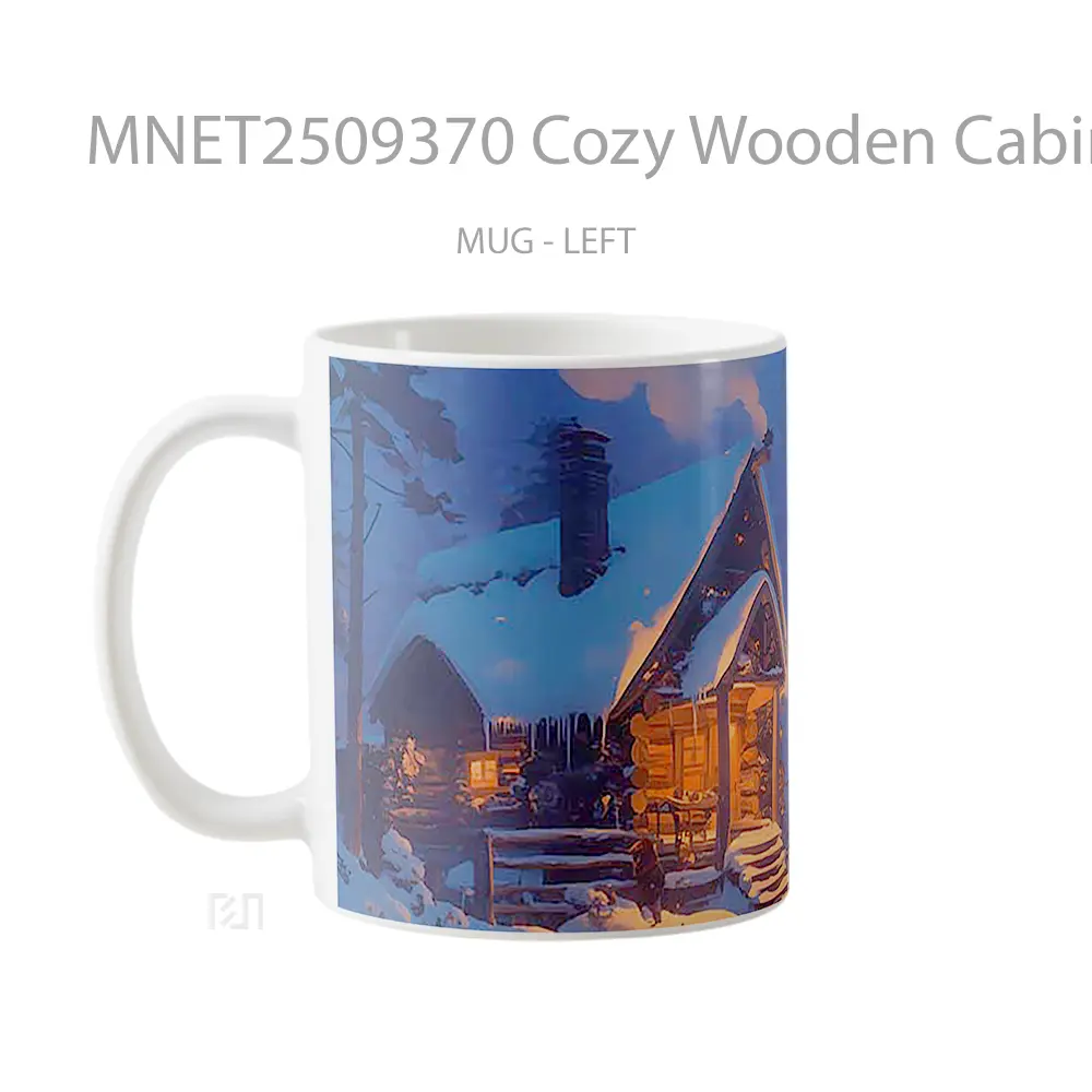 Cozy Wooden Cabin Snowy Woods Mug MNET2509370 - All-side / Desain