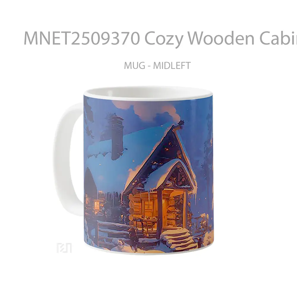 Cozy Wooden Cabin Snowy Woods Mug MNET2509370 - All-side / Desain