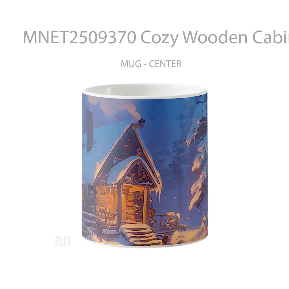 Cozy Wooden Cabin Snowy Woods Mug MNET2509370 - All-side / Desain