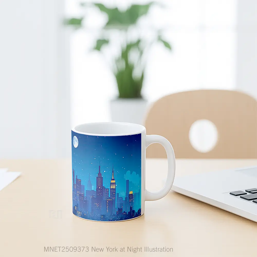 New York At Night Illustration Mug MNET2509373 - All-side / Desain