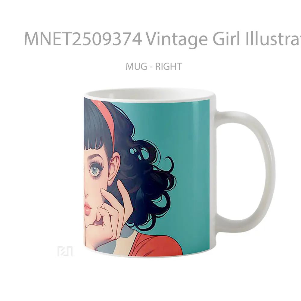 Vintage Girl Illustration Mug MNET2509374