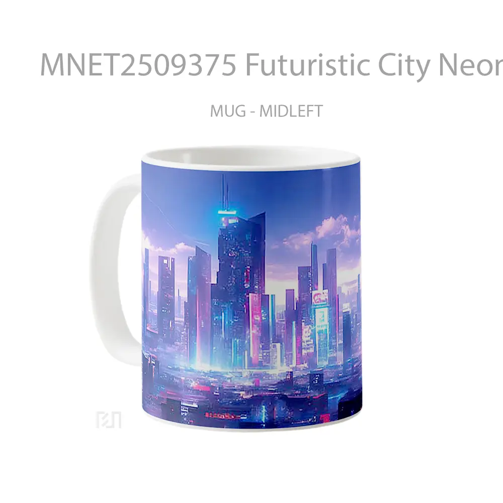 Futuristic City Neon Skyline Mug MNET2509375 - All-side / Desain