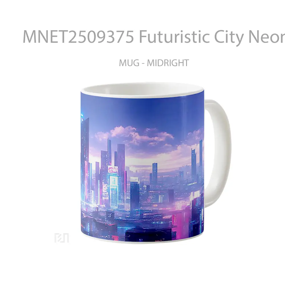 Futuristic City Neon Skyline Mug MNET2509375 - All-side / Desain
