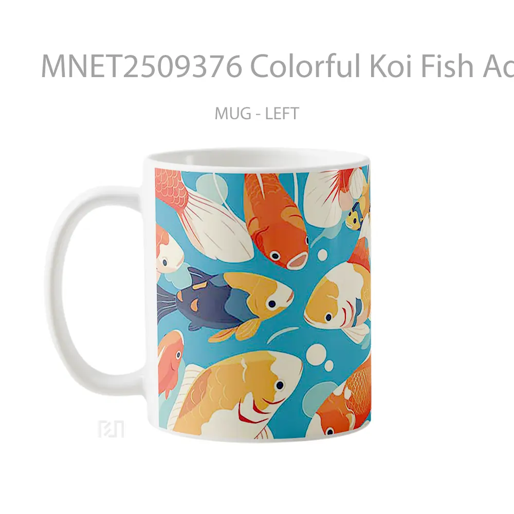 Colorful Koi Fish Aquatic Pattern Mug MNET2509376 - All-side / Desain