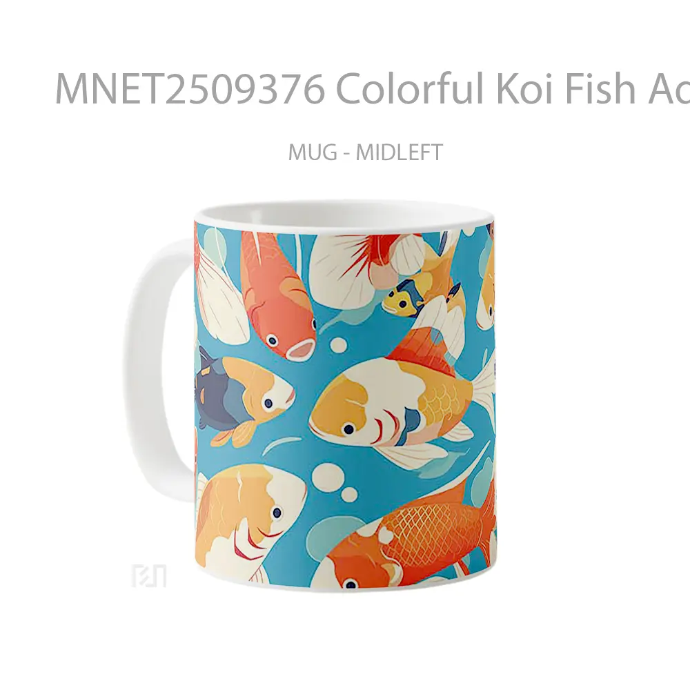 Colorful Koi Fish Aquatic Pattern Mug MNET2509376 - All-side / Desain