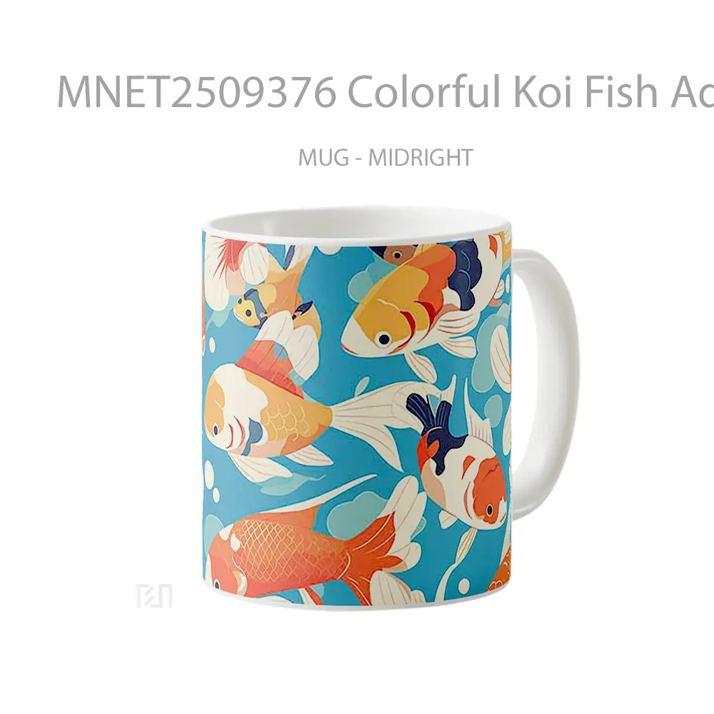 Colorful Koi Fish Aquatic Pattern Mug MNET2509376 - All-side / Desain