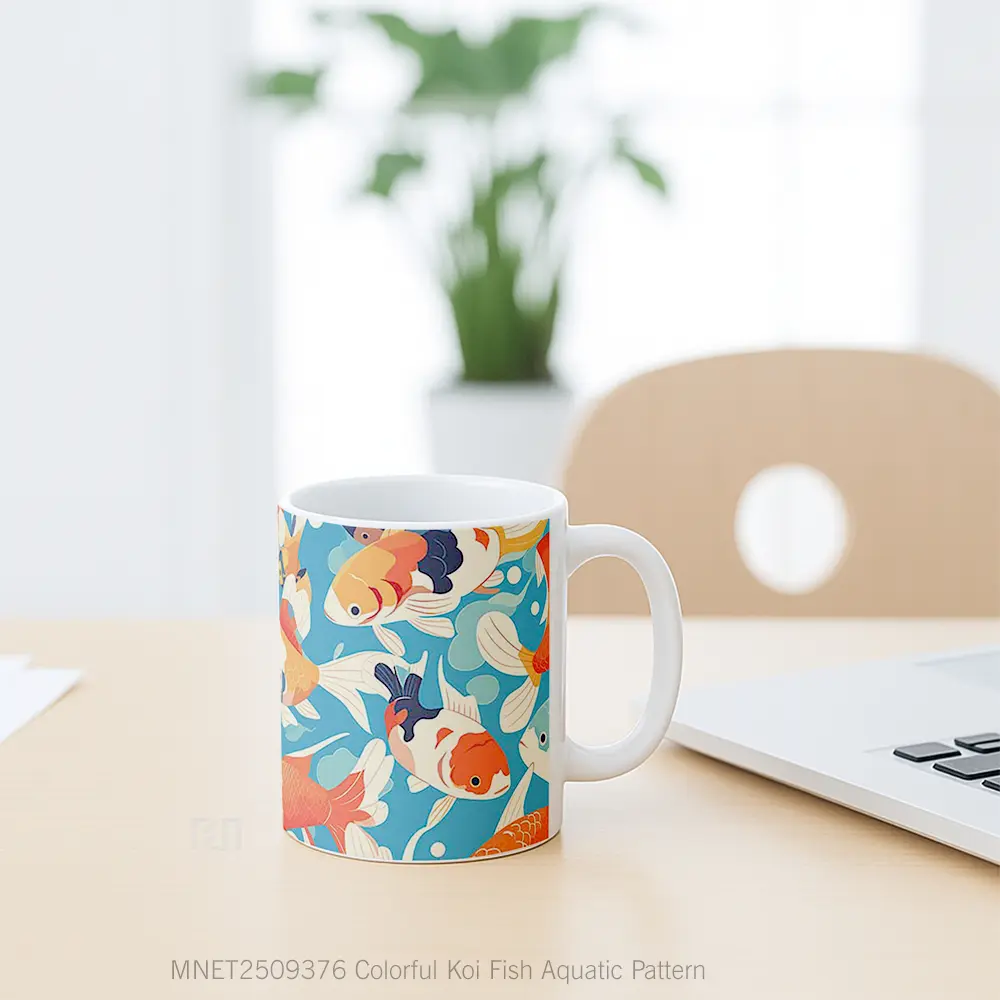 Colorful Koi Fish Aquatic Pattern Mug MNET2509376 - All-side / Desain