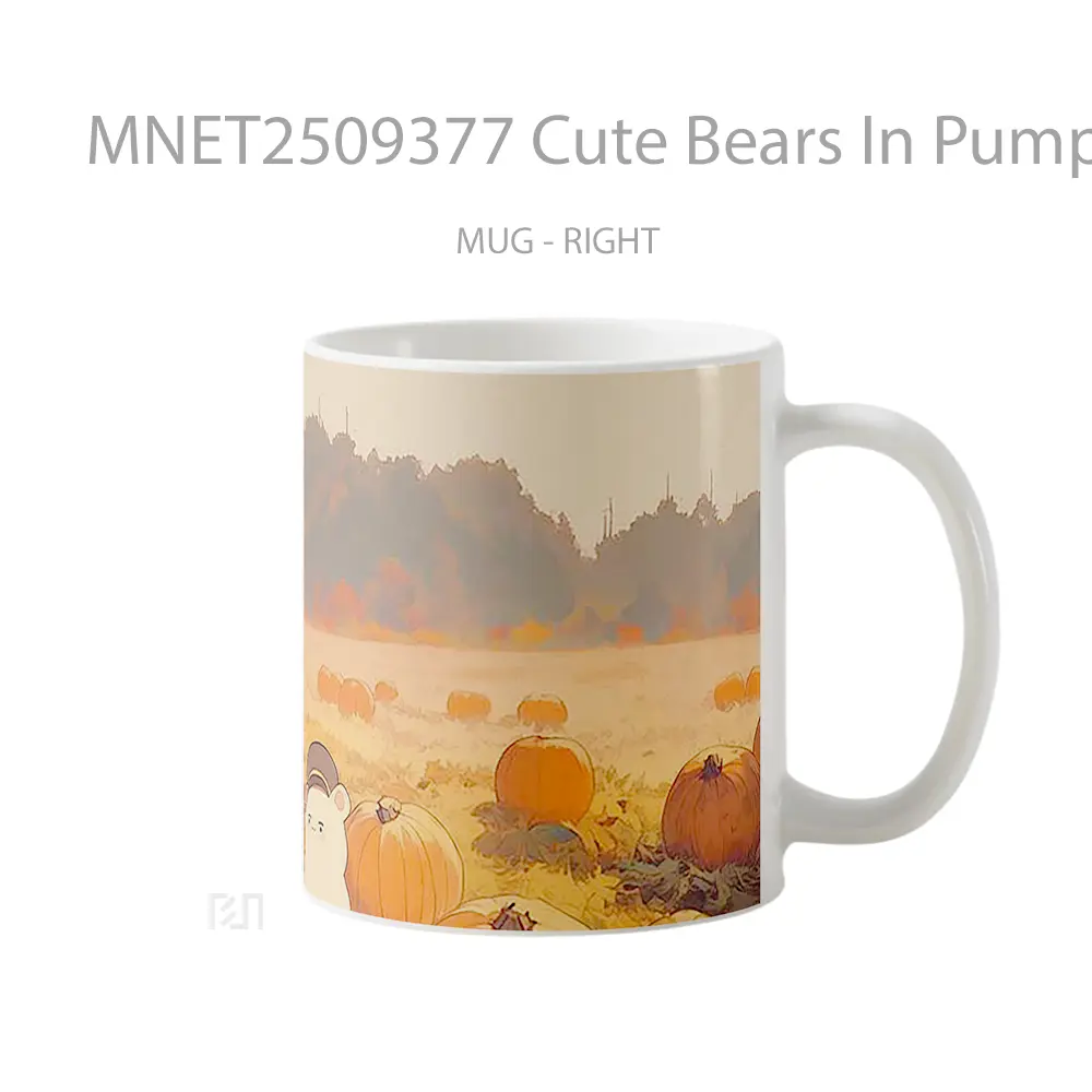 Cute Bears In Pumpkin Field Autumn Mug MNET2509377
