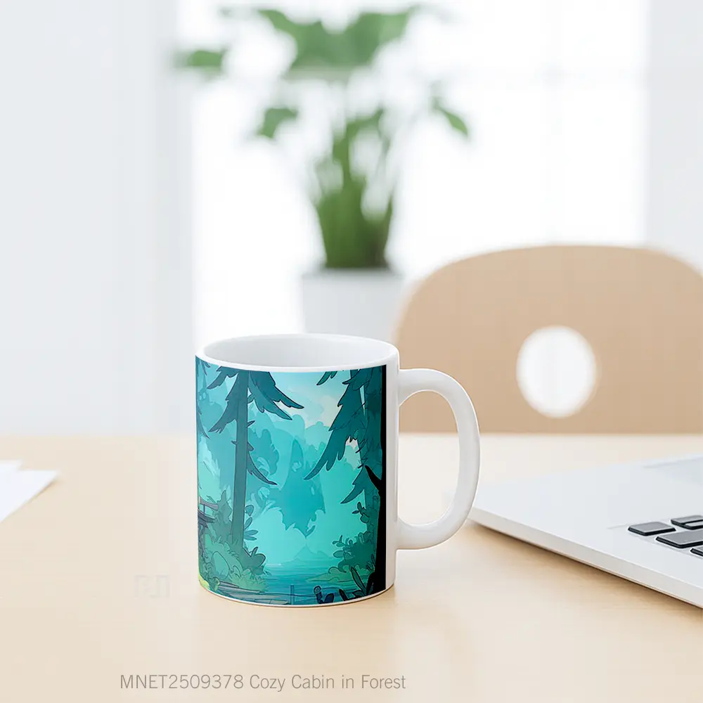 Cozy Cabin In Forest Mug MNET2509378 - All-side / Desain