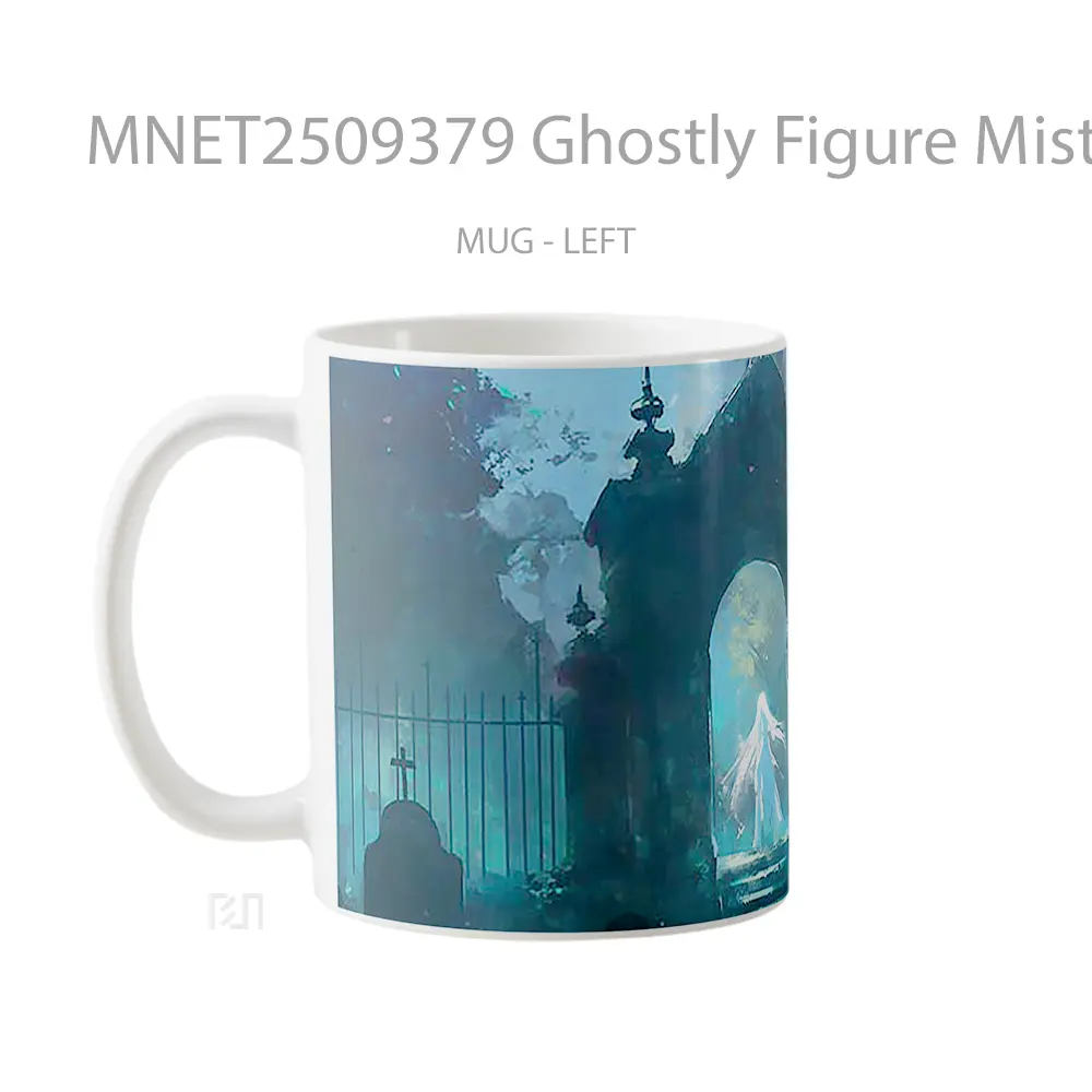 Ghostly Figure Misty Cemetery Mug MNET2509379 - All-side / Desain