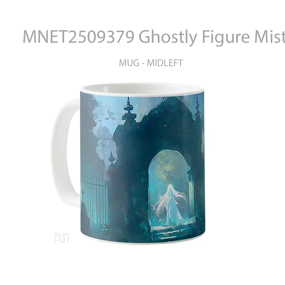 Ghostly Figure Misty Cemetery Mug MNET2509379 - All-side / Desain